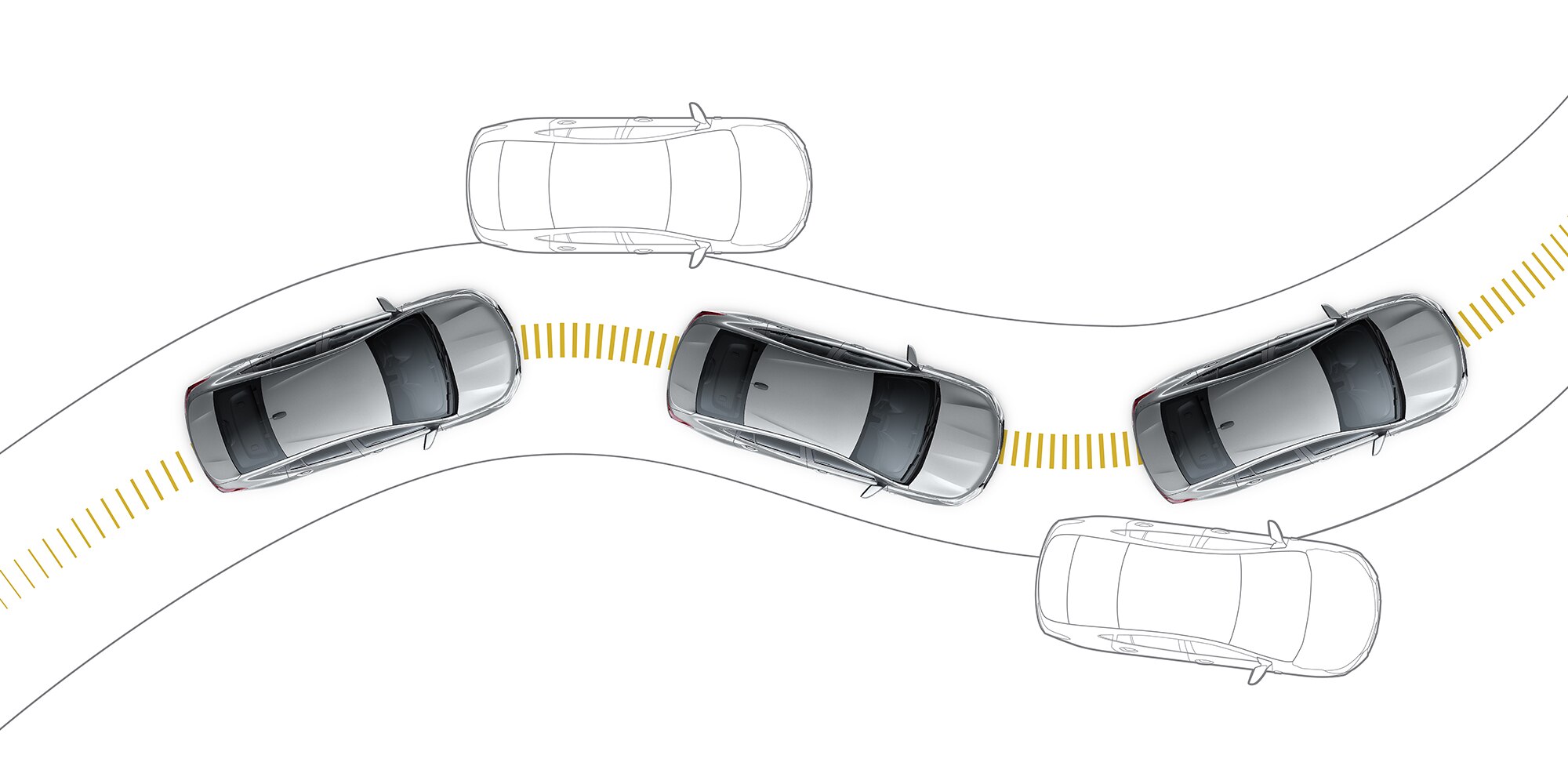 Representación gráfica del control de estabilidad Stabilitrak para Chevrolet Onix 2025, sedán deportivo